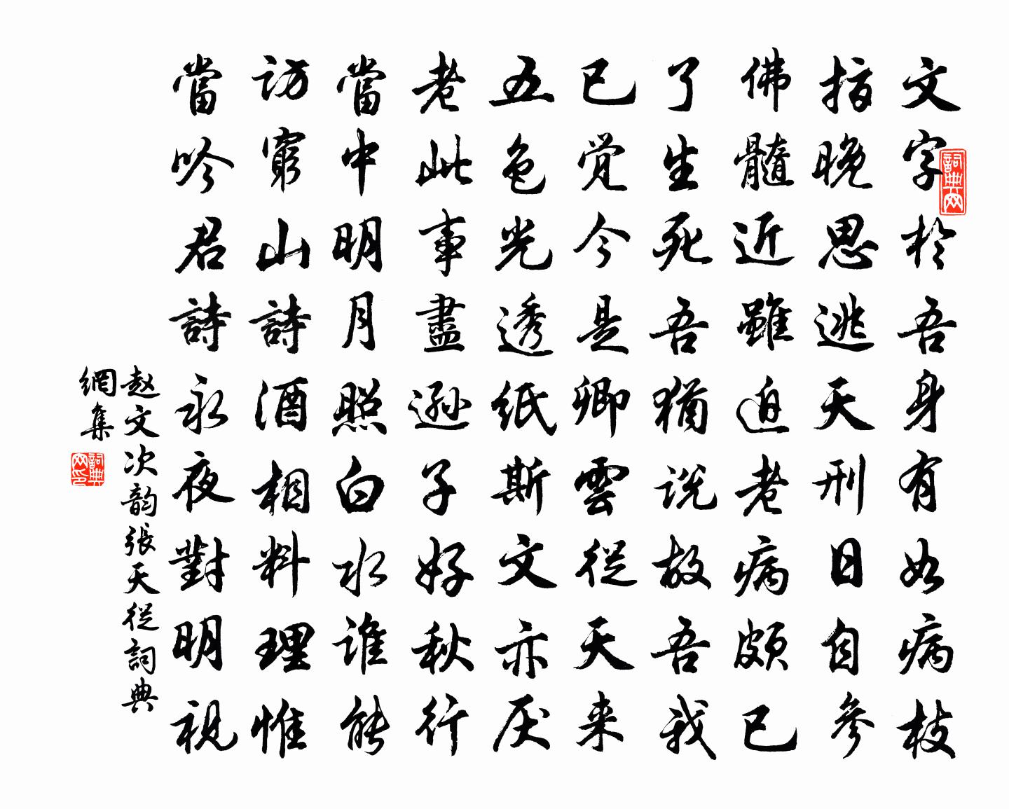 趙文次韻張天從書法作品欣賞