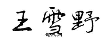 曾慶福王雪野行書個性簽名怎么寫