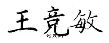 丁謙王競敏楷書個性簽名怎么寫