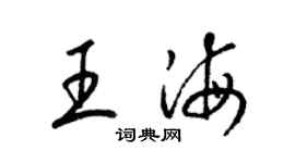 梁錦英王海草書個性簽名怎么寫