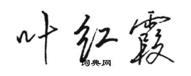 駱恆光葉紅霞行書個性簽名怎么寫