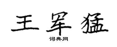 袁強王軍猛楷書個性簽名怎么寫