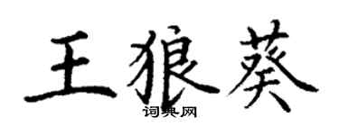丁謙王狼葵楷書個性簽名怎么寫