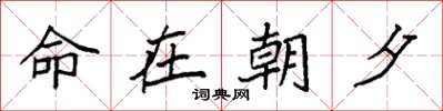 袁強命在朝夕楷書怎么寫