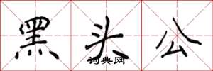侯登峰黑頭公楷書怎么寫