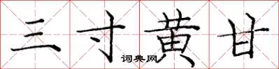 龐中華三寸黃甘楷書怎么寫