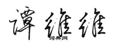 駱恆光譚維維行書個性簽名怎么寫