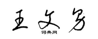 梁錦英王文男草書個性簽名怎么寫