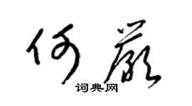 梁錦英何嚴草書個性簽名怎么寫