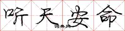 龐中華聽天安命行書怎么寫