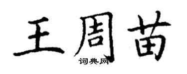 丁謙王周苗楷書個性簽名怎么寫