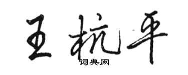 駱恆光王杭平行書個性簽名怎么寫