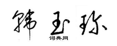 梁錦英韓玉珍草書個性簽名怎么寫