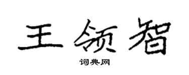 袁強王領智楷書個性簽名怎么寫