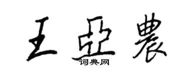 王正良王亞農行書個性簽名怎么寫