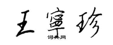 王正良王寧珍行書個性簽名怎么寫