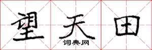 袁強望天田楷書怎么寫