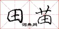 侯登峰田苗楷書怎么寫