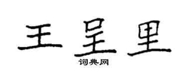 袁強王呈里楷書個性簽名怎么寫