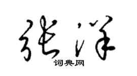 梁錦英張洋草書個性簽名怎么寫