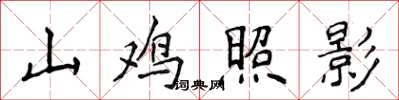 侯登峰山雞照影楷書怎么寫