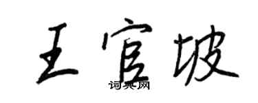 王正良王官坡行書個性簽名怎么寫