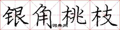 龐中華銀角桃枝楷書怎么寫