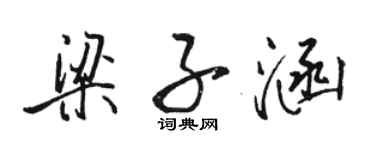 駱恆光梁子涵行書個性簽名怎么寫