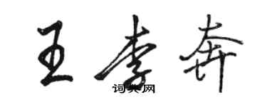 駱恆光王李奔行書個性簽名怎么寫