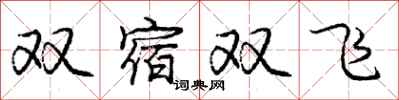 龐中華雙宿雙飛行書怎么寫