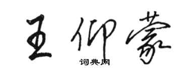 駱恆光王仰蒙行書個性簽名怎么寫