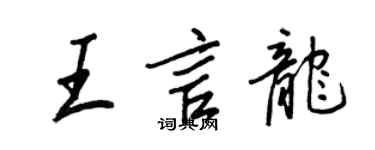 王正良王言龍行書個性簽名怎么寫