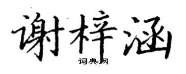 丁謙謝梓涵楷書個性簽名怎么寫