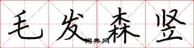 荊霄鵬毛髮森豎楷書怎么寫