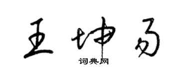 梁錦英王坤易草書個性簽名怎么寫