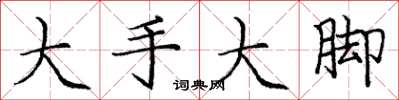 龐中華大手大腳楷書怎么寫