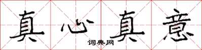 袁強真心真意楷書怎么寫