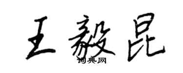 王正良王毅昆行書個性簽名怎么寫