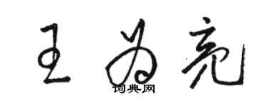 駱恆光王為亮草書個性簽名怎么寫