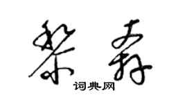 梁錦英黎奔草書個性簽名怎么寫