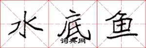 袁強水底魚楷書怎么寫