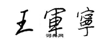 王正良王軍寧行書個性簽名怎么寫