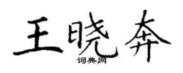 丁謙王曉奔楷書個性簽名怎么寫