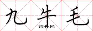 荊霄鵬九牛毛楷書怎么寫
