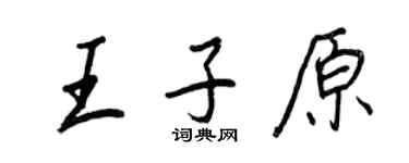 王正良王子原行書個性簽名怎么寫