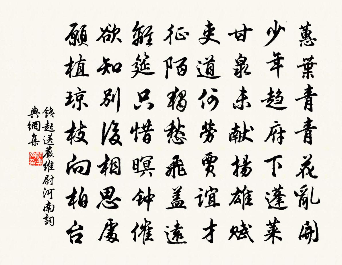 錢起送嚴維尉河南書法作品欣賞