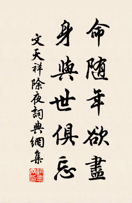 文天祥命隨年欲盡,身與世俱忘;書法作品欣賞