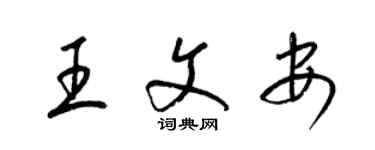 梁錦英王文安草書個性簽名怎么寫