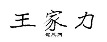 袁強王家力楷書個性簽名怎么寫