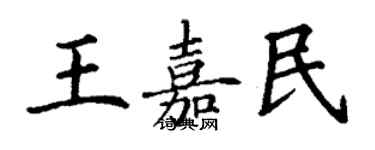 丁謙王嘉民楷書個性簽名怎么寫